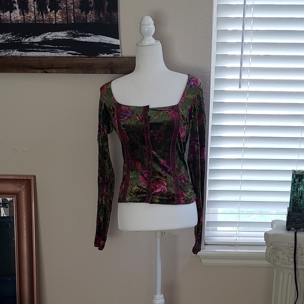 Vintage Betsey Johnson Green Floral Corset Top - Picture 7 of 7